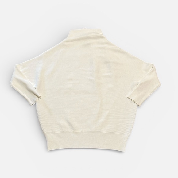 NWT Zenana Dolman Sleeve Mock Neck Ribbed Sweater in Off White Size M - Picture 2 of 10